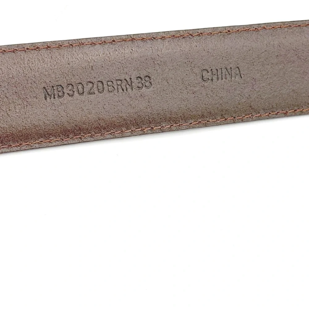 Fossil Brown‎ Croc Embossed Leather Belt Size 38 Silver Enraved Westerncore
